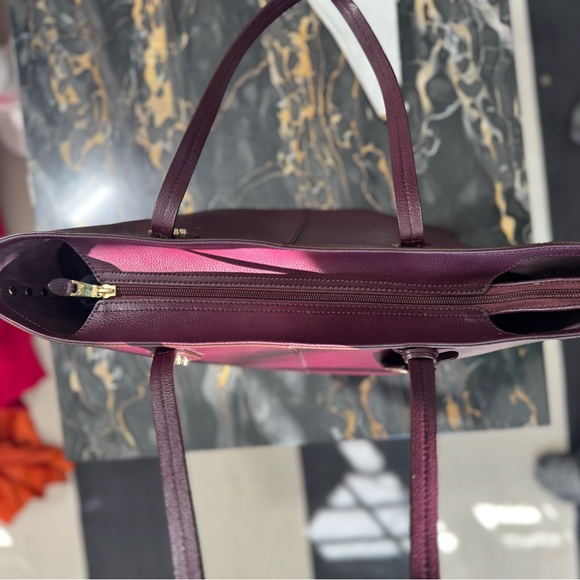 Brownish/maroon Ralph Lauren Cowhide Leather Studded Tote Bag - Picture 8 of 13